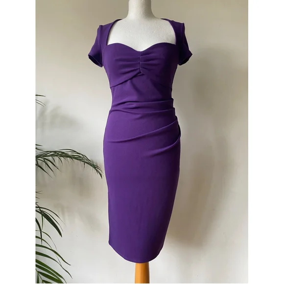 Stephanie Pratt Purple Bodycon Dress Size 10 - Picture 1 of 3